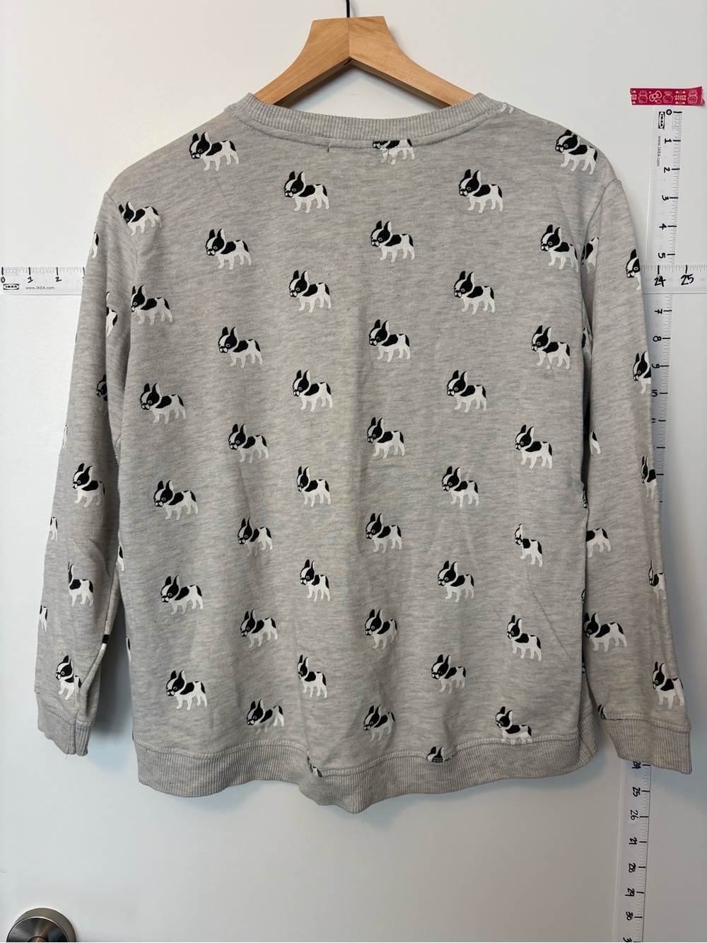 Forever 21 Men's Light Gray French Bulldog Crewneck Sweatshirt - Picture 2 of 6